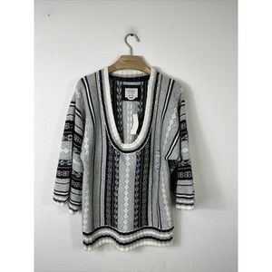 Old Navy Women's Aztec Print Scoop Neck Sweater Gray Large NWT $34